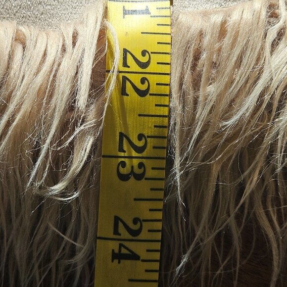 Vintage Boho Faux Fur Vest Women INC L Beige Shaggy 70s Festival Whimsygoth - Picture 11 of 12